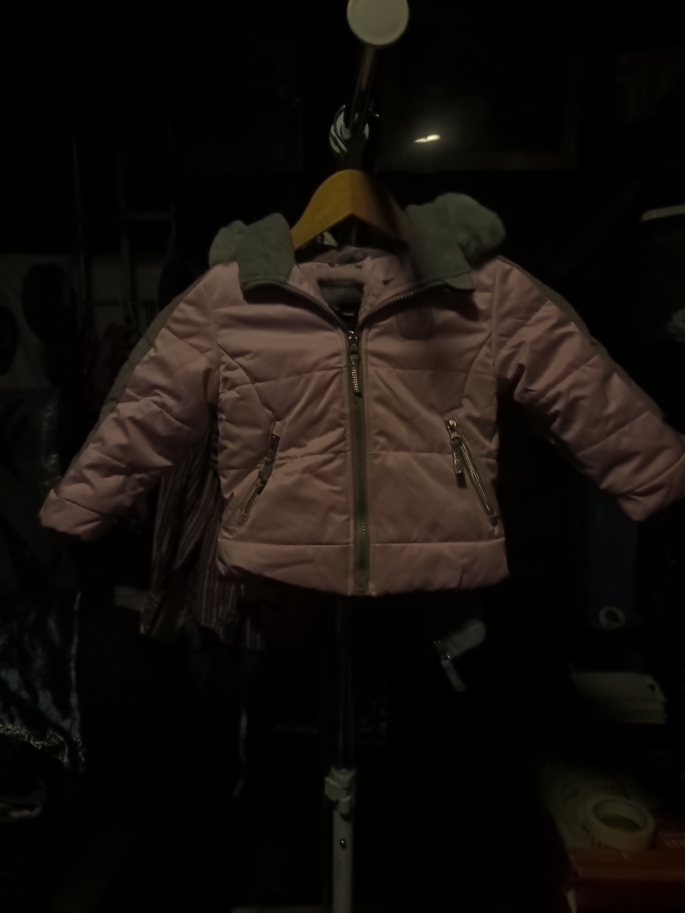 Toddler Quilted Puffer Jacket in Light Pink with Hood